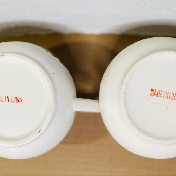 VTG Chicken Soup Recipe Mug Ceramic Orange Writing 4” W X 3 1/2” H Set Of Two - Picture 6 of 6